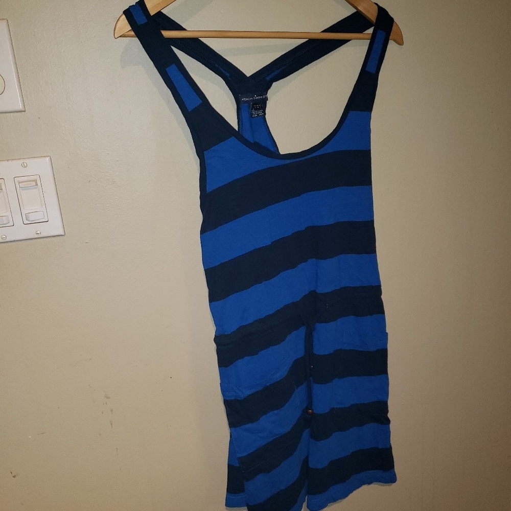French Connection sz 4 striped black n blue top